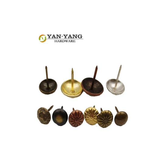 Cabeça de prego decorativa de móveis Yanyang para sofá de ferro dourado de alta qualidade